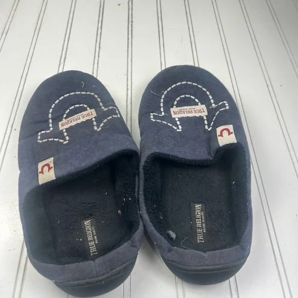 True Religion UNISEX Navy Comfort Slip-On Slippers Size 9-10 - Picture 7 of 10